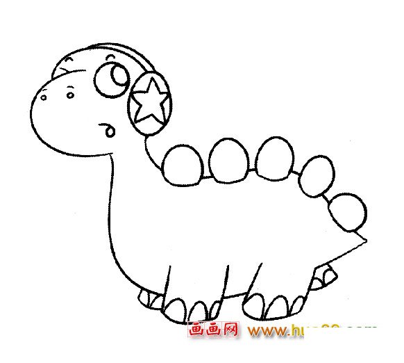 简笔画：听音乐的小恐龙1