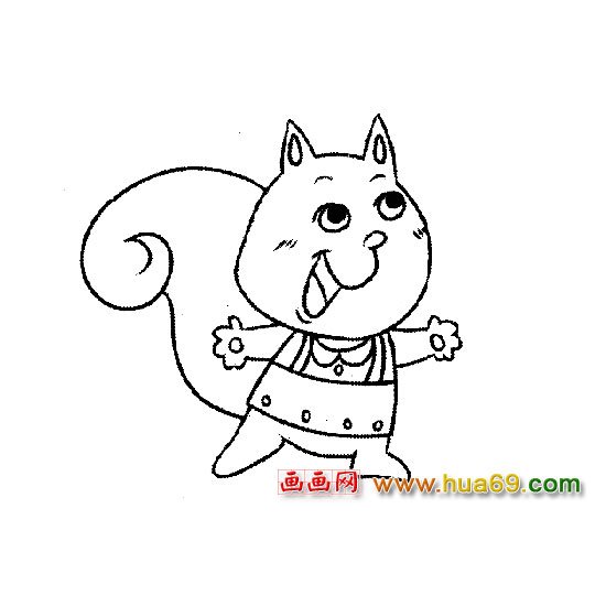 兴奋的松鼠【简笔画】3
