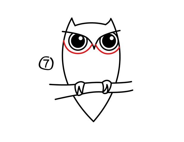 猫头鹰简笔画步骤图