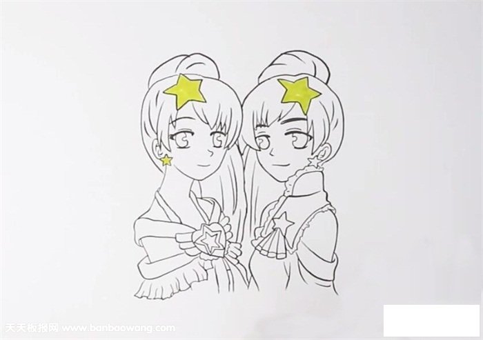 贝贝和雅雅简笔画