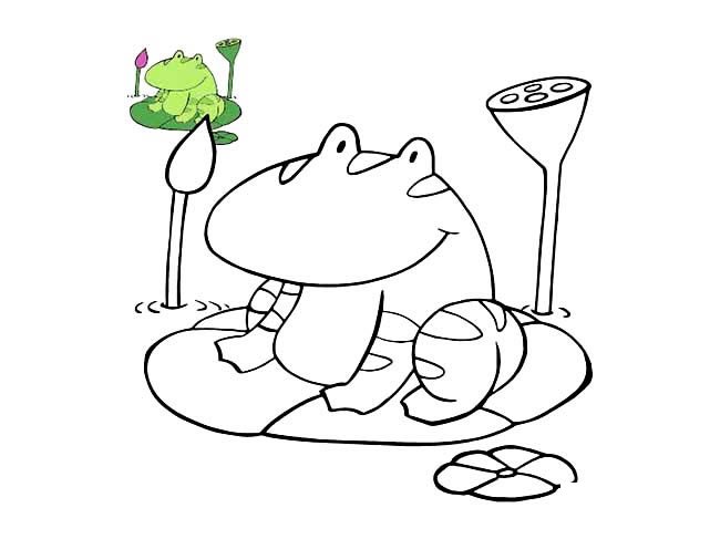 荷叶上的青蛙彩色简笔画