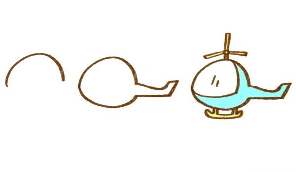 可爱的飞机/直升机简笔画步骤图