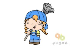 五一劳动节 做家务的男孩女孩简笔画大全