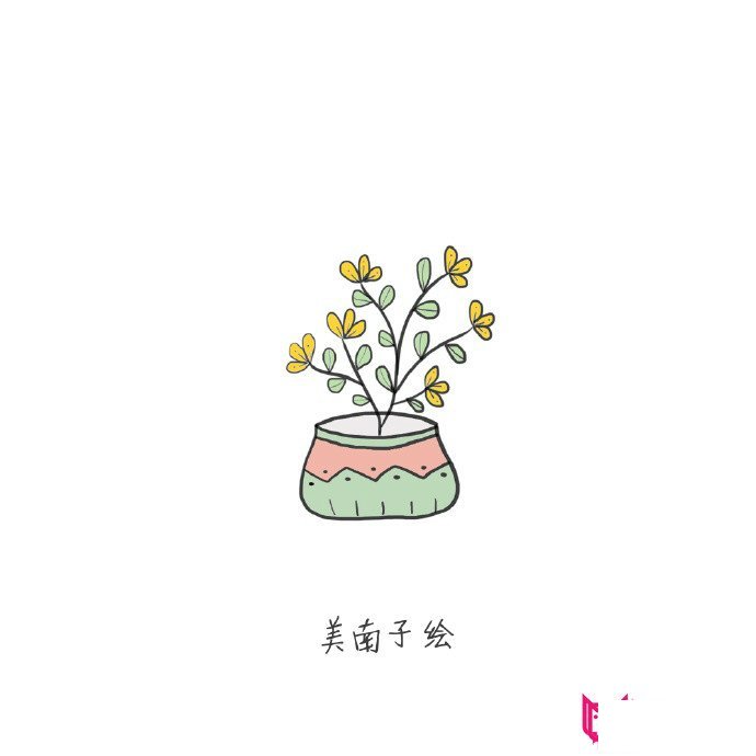 植物简笔画大全，清新简约植物盆栽简笔画