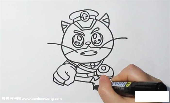 黑猫警长简笔画