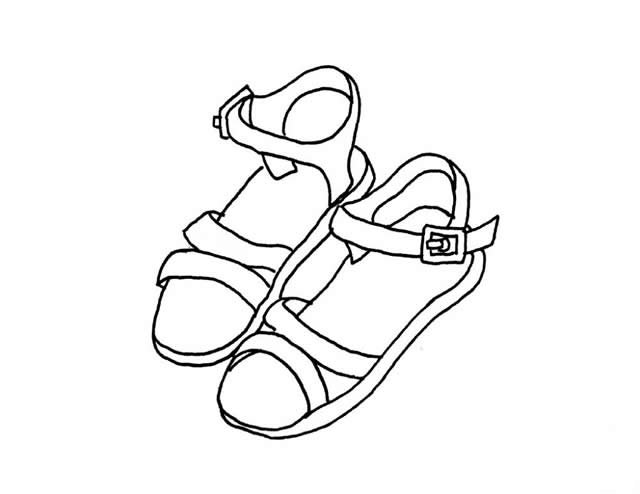 鞋子的线描简笔画