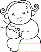 胖女孩流着汗简笔画