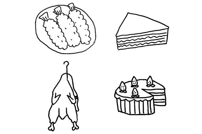 卡通食物/甜品简笔画图片大全