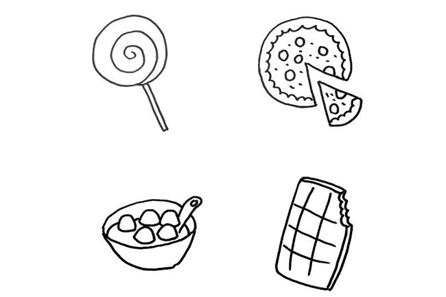 卡通食物/甜品简笔画图片大全