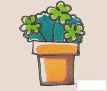 彩色三叶草盆栽简笔画怎么画带步骤图