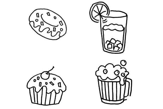 卡通食物/甜品简笔画图片大全