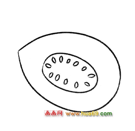 简笔画:被切开的哈密瓜2