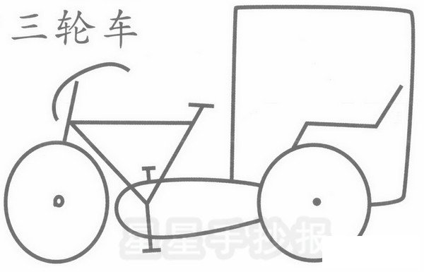 人力三轮车简笔画