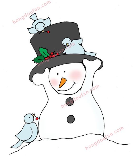 堆雪人简笔画大全 简笔画 第5张