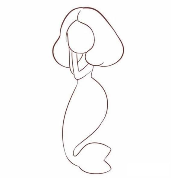 儿童画美人鱼_漂亮的美人鱼儿童简笔画步骤画法图片