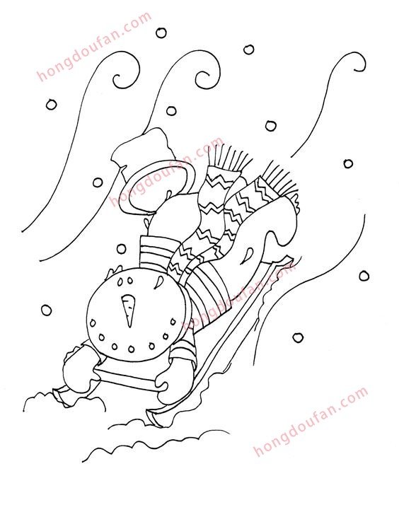 雪人涂色图案 简笔画大全 涂色图片 第10张