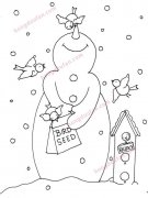 雪人涂色图案 简笔画大全