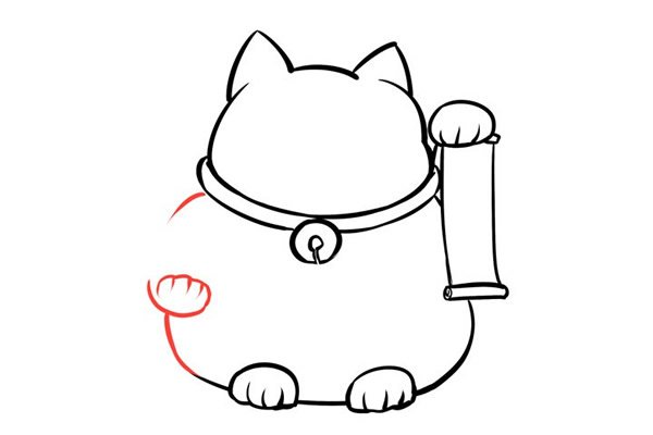 招财猫简笔画步骤图