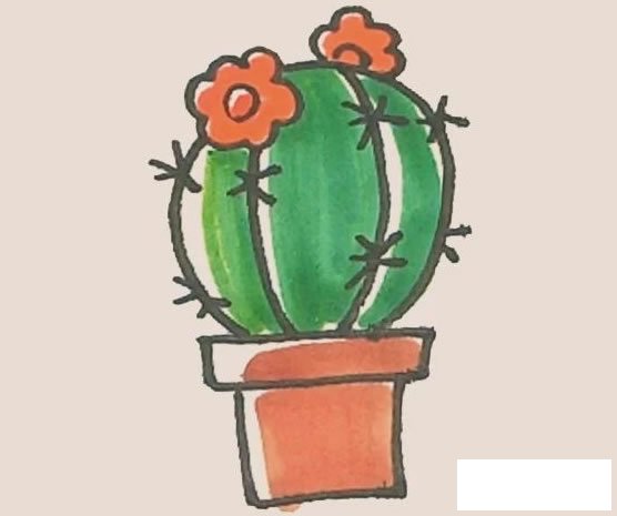 仙人球花简笔画图片