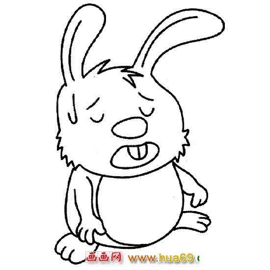 简笔画：叹气的小兔子
