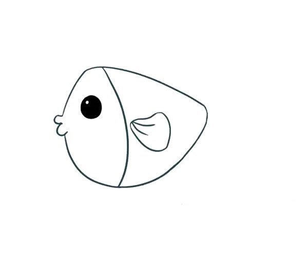 卡通小海鱼简笔画画法图解