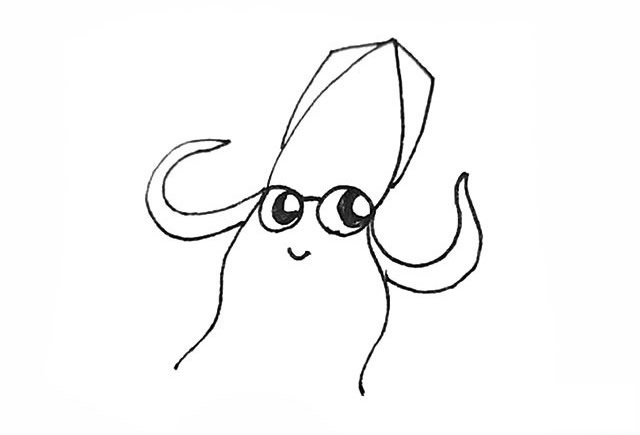 卡通鱿鱼简笔画