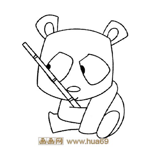 动物简笔画：吃竹子的小熊猫