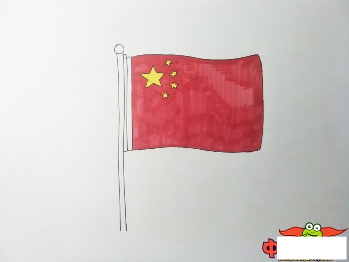飘扬的五星红旗简笔画