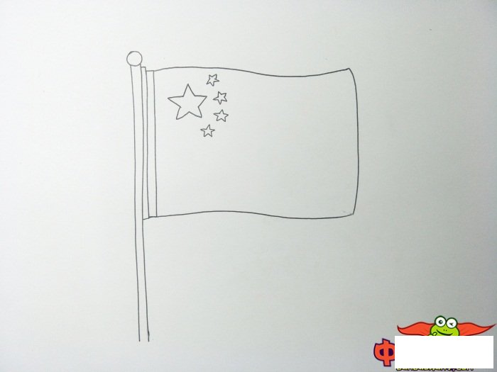 飘扬的五星红旗简笔画
