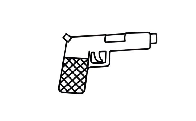 手枪物品简笔画步骤图片大全