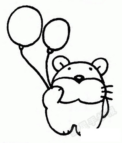 小熊拿着汽球简笔画