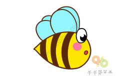 Q版条纹蜜蜂简笔画步骤图