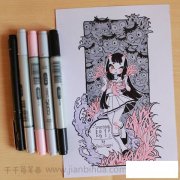 一组可爱美少女妖怪简笔画