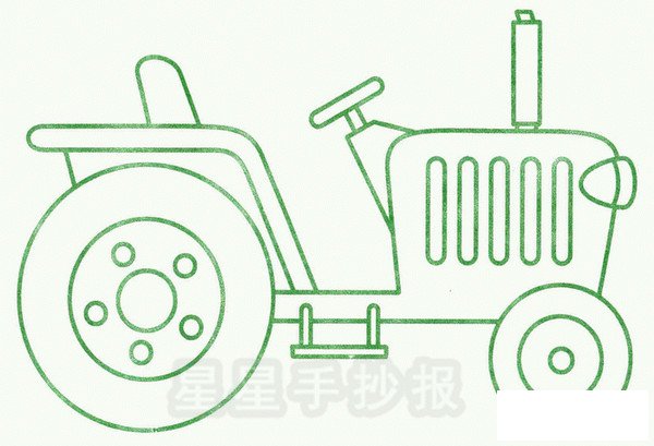 农用拖拉机简笔画