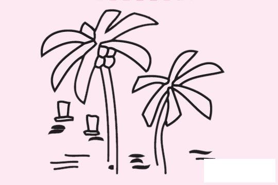 海滩风景简笔画图片