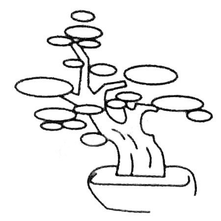 小树盆景简笔画图片大全
