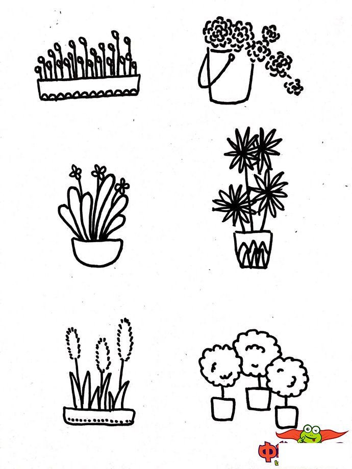 幼儿植物简笔画大全，各种盆栽植物简笔画