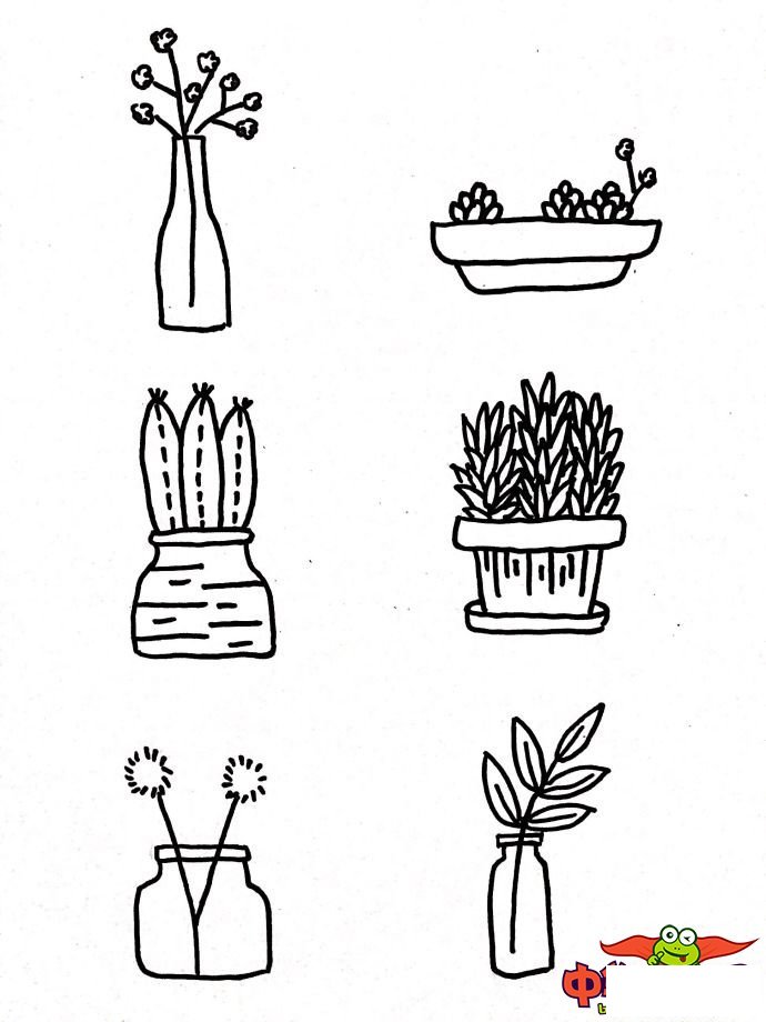 幼儿植物简笔画大全，各种盆栽植物简笔画