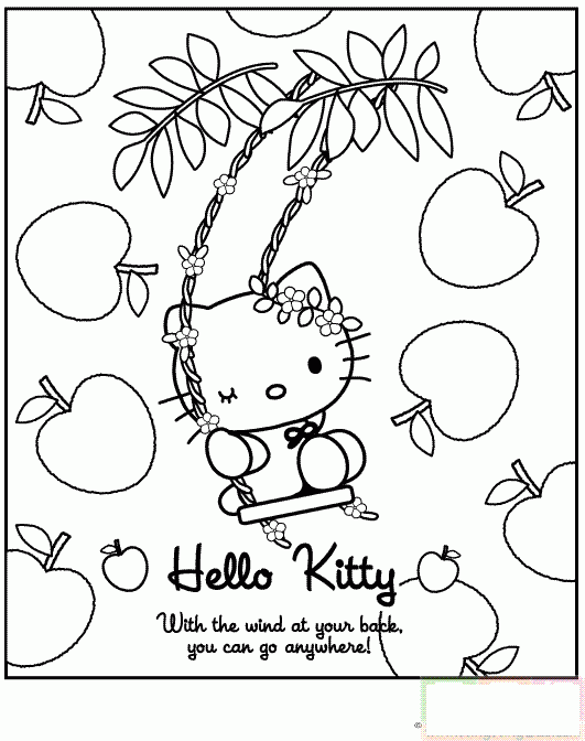 KITTY猫荡秋千简笔画