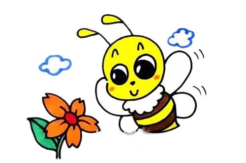 采花蜜的蜜蜂简笔画图片