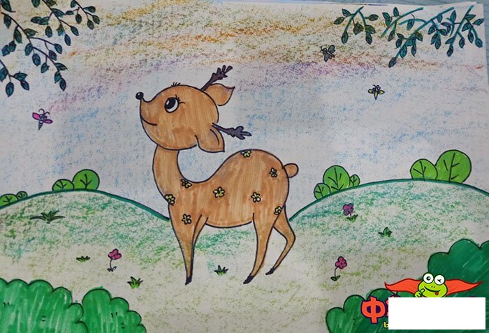 1一6年级画画图片大全，梅花鹿儿童画可爱