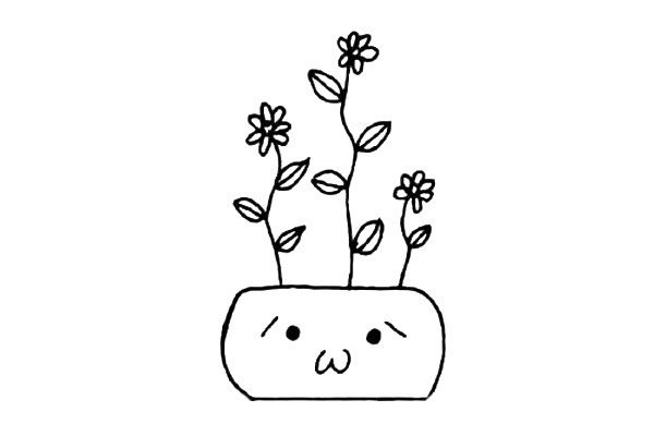 绿植花卉盆栽简笔画