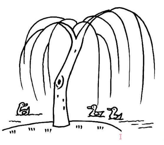 河边柳树简笔画怎么画简单好看