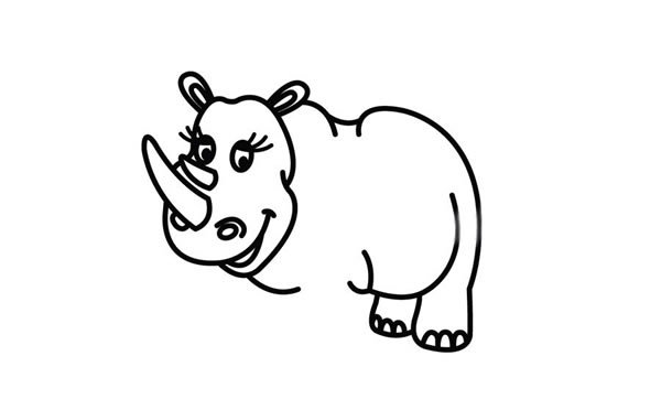犀牛简笔画步骤图片