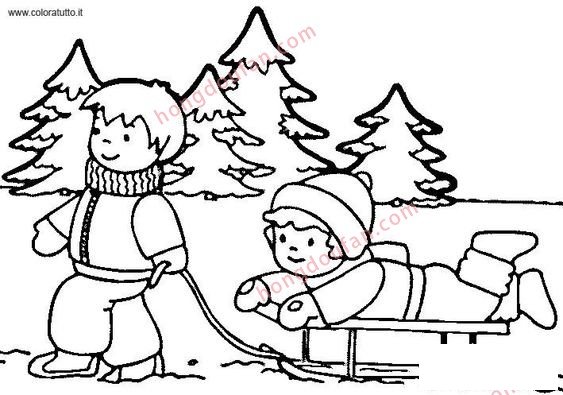 滑雪滑冰 简笔画涂色图案大全 涂色图片 第5张
