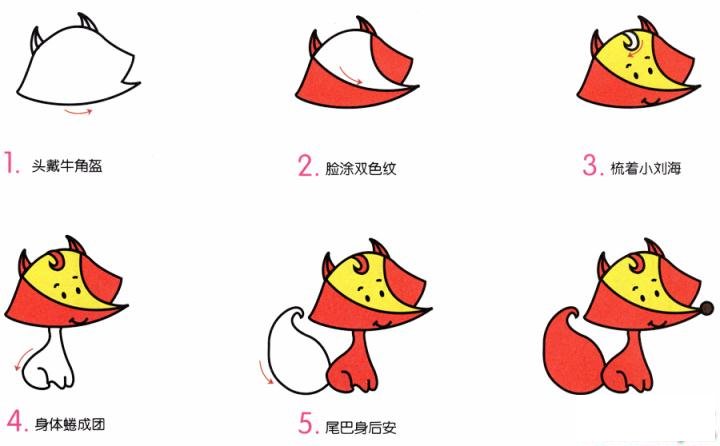 简笔画小狐狸的具体步骤图示