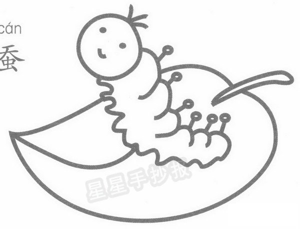 蚕的简笔画