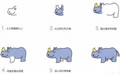 犀牛简笔画画法_怎么画犀牛的简笔画