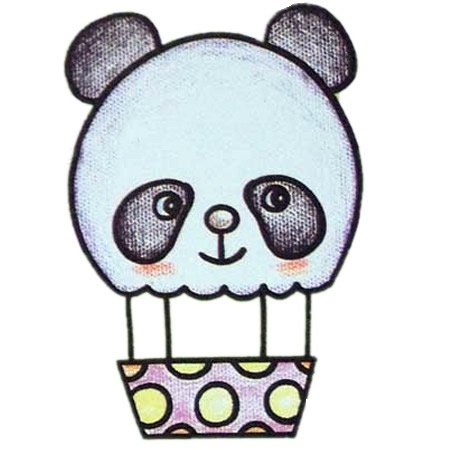 熊猫造型热气球简笔画彩色图片
