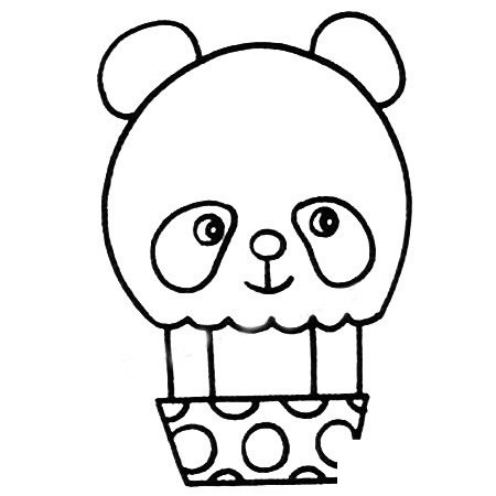 熊猫造型热气球简笔画